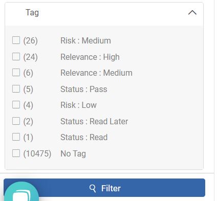 The tag filter in Patent Vault