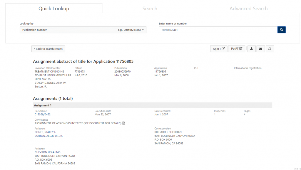 assignment of patents