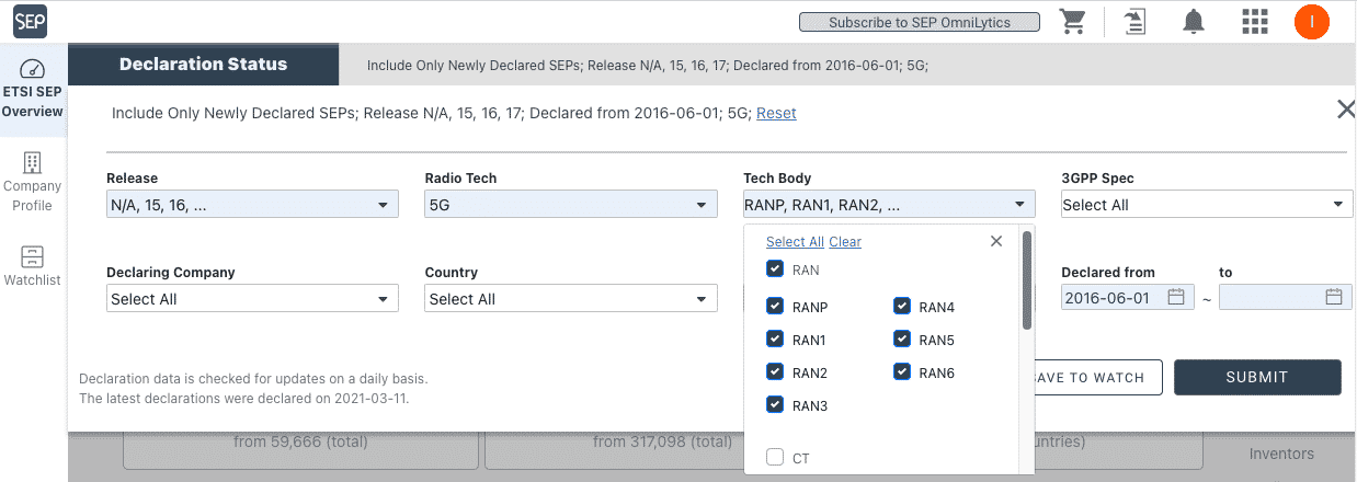 Advanced filters in SEP OmniLytics