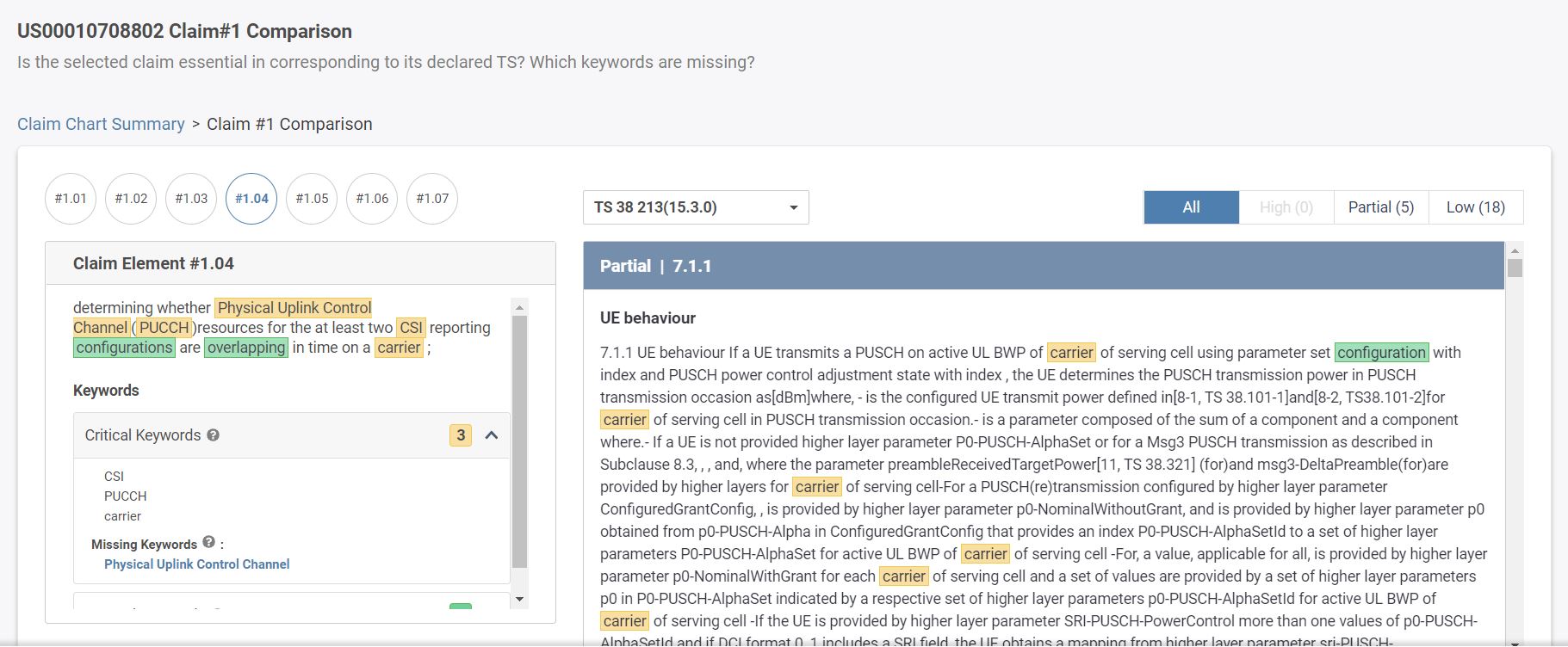 Claim chart mapping of Nokia’s patent US10,708,802 in SEP OmniLytics