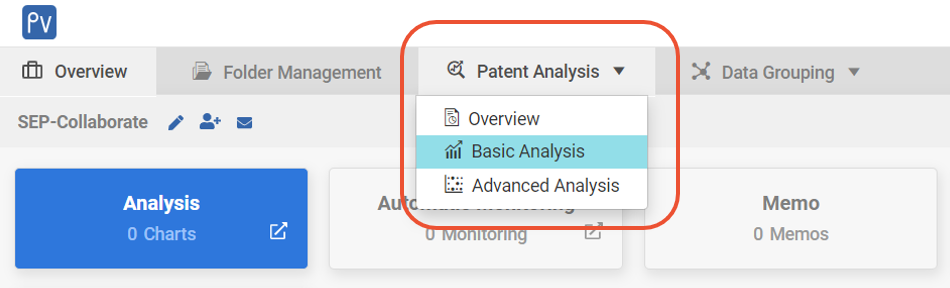 How to find the Basic Analysis function in Patent Vault