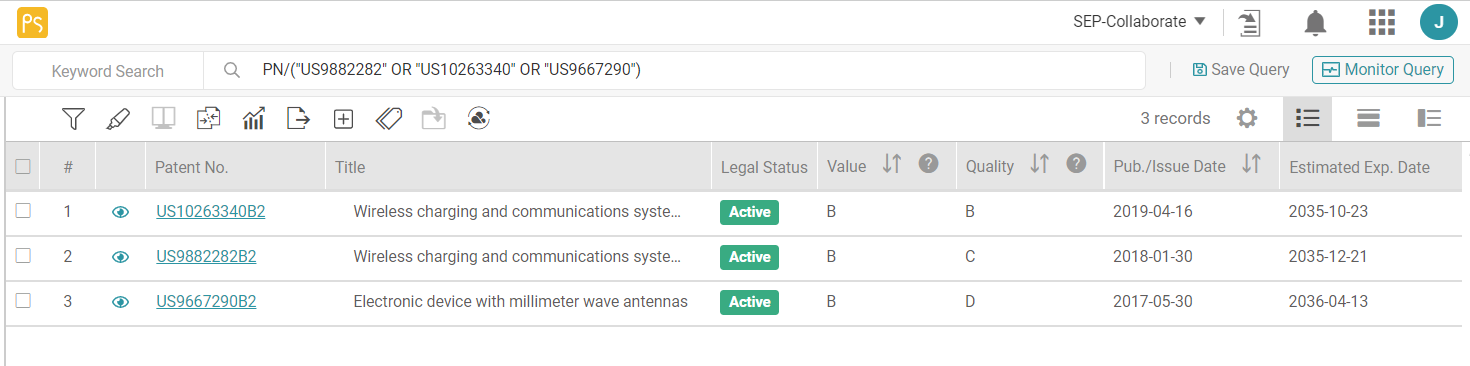 List of patents in Apple’s ITC complaint, Patent Search